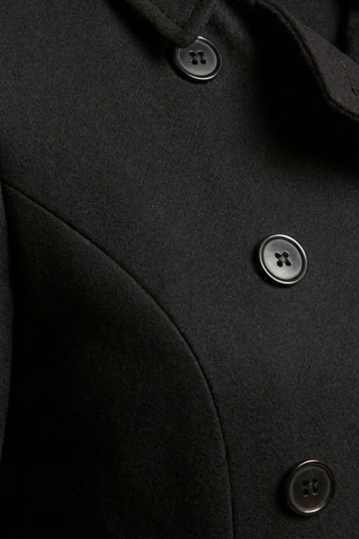 Women’s Coat with Double-Breasted Buttons and Long Sleeves