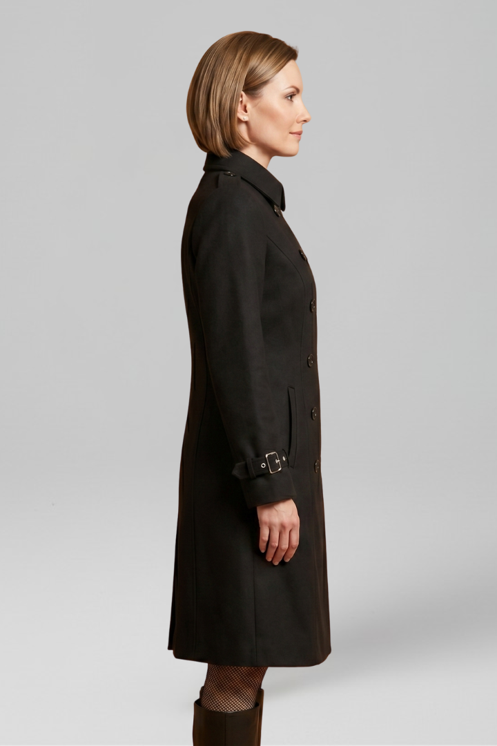 Women’s Coat with Double-Breasted Buttons and Long Sleeves