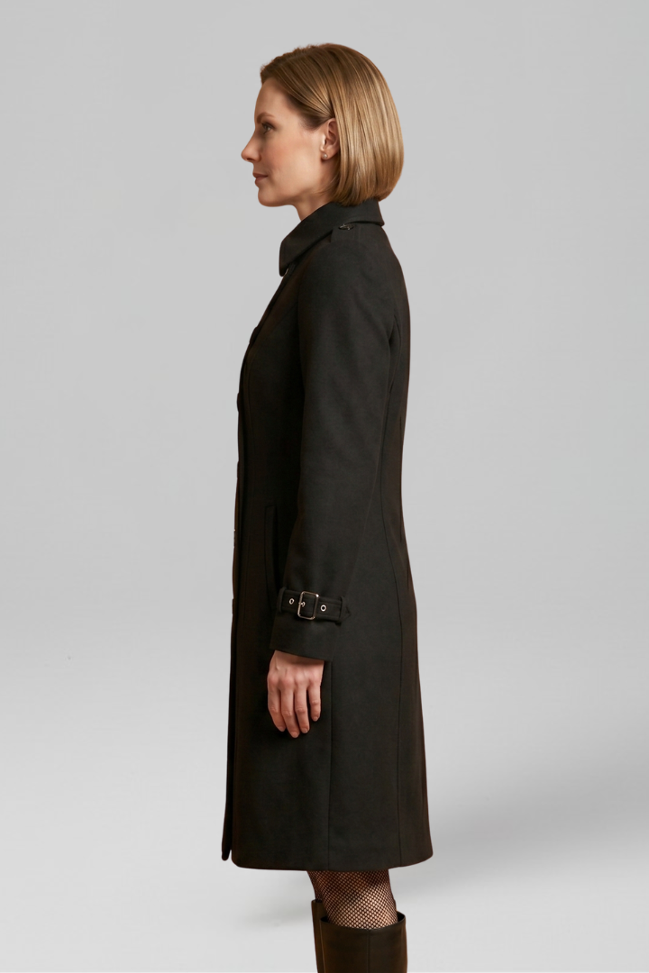 Women’s Coat with Double-Breasted Buttons and Long Sleeves