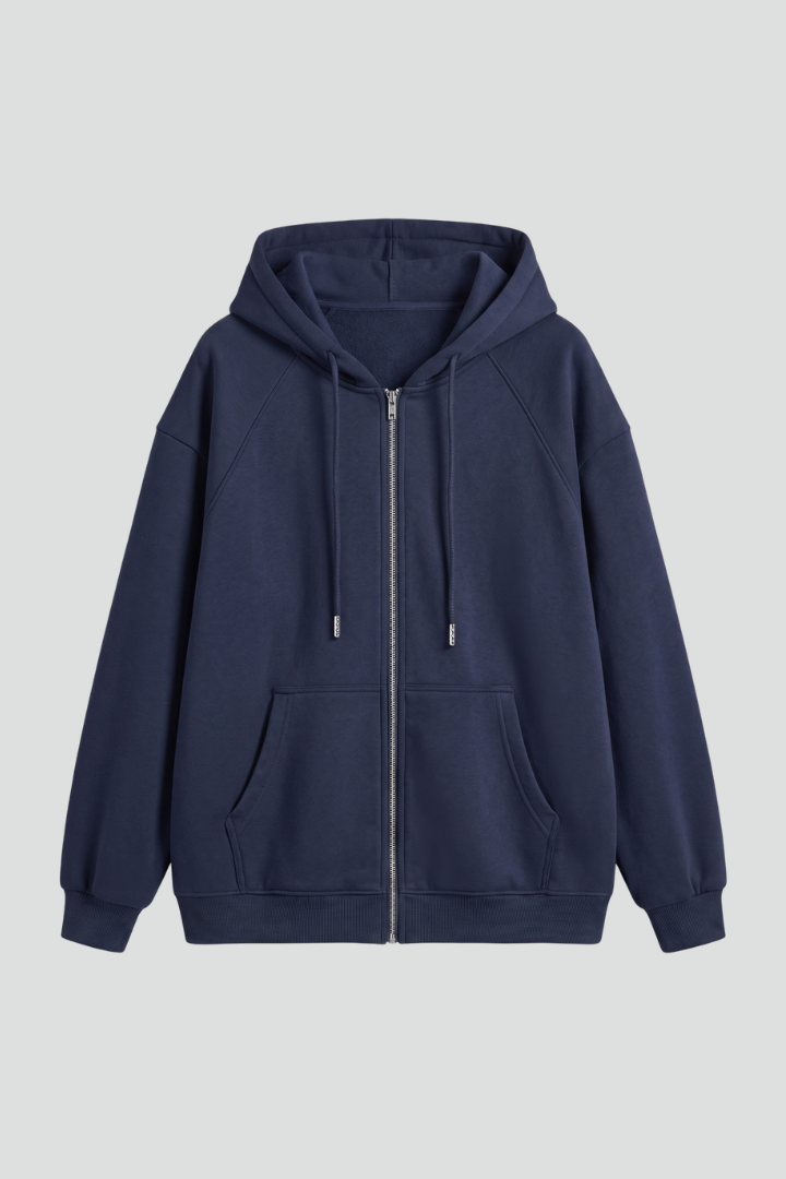 Women’s Hooded Jacket with Asymmetrical Zip and Drawstring Hood