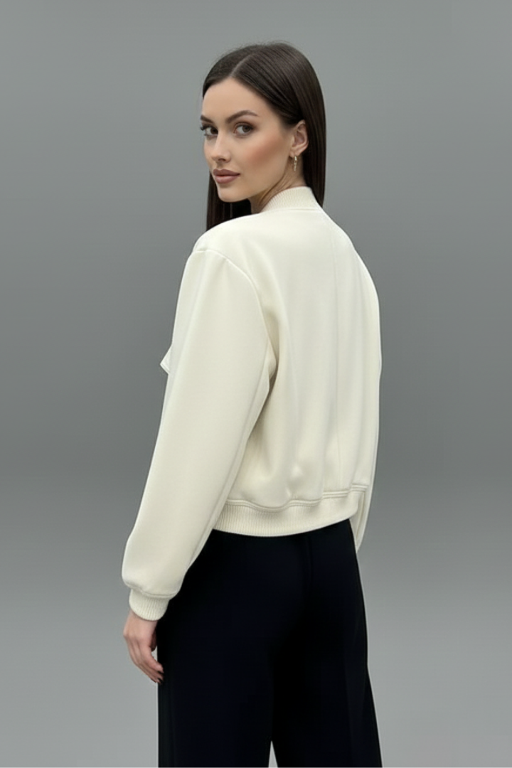Women’s Jacket with Button Closure and Elasticated Hem