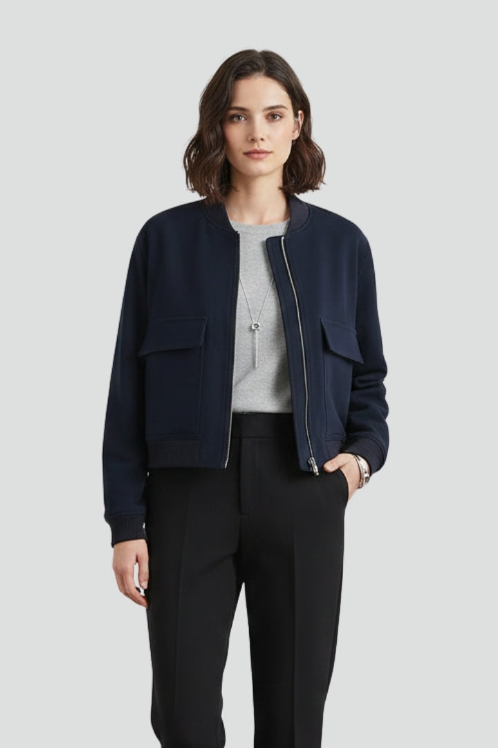 Women’s Jacket with Button Closure and Ribbed Hem