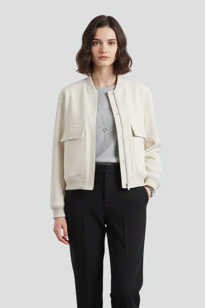 Women’s Jacket with Button Closure and Ribbed Hem