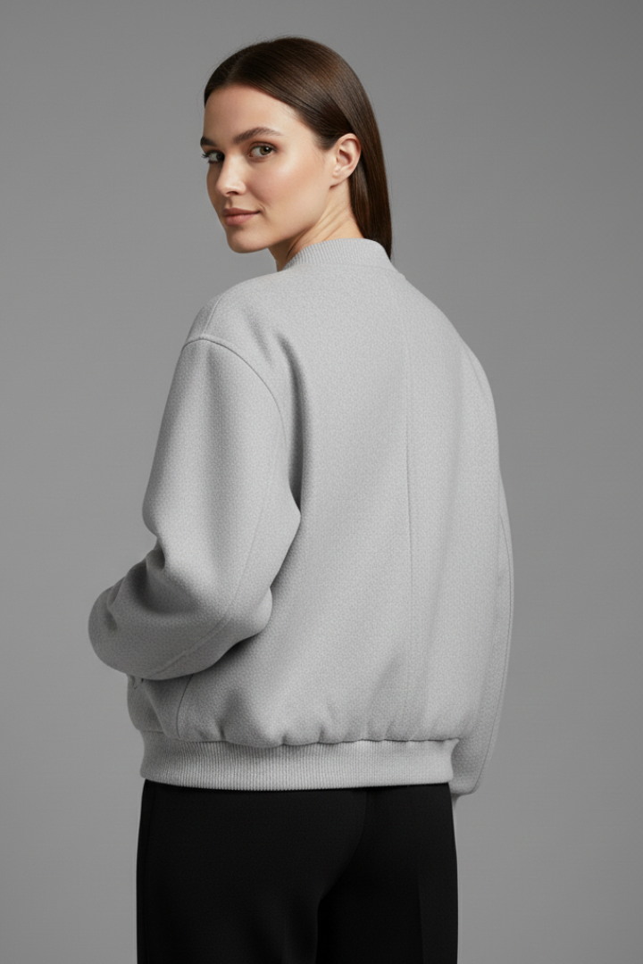 Women’s Jacket with Button Closure and Ribbed Trim