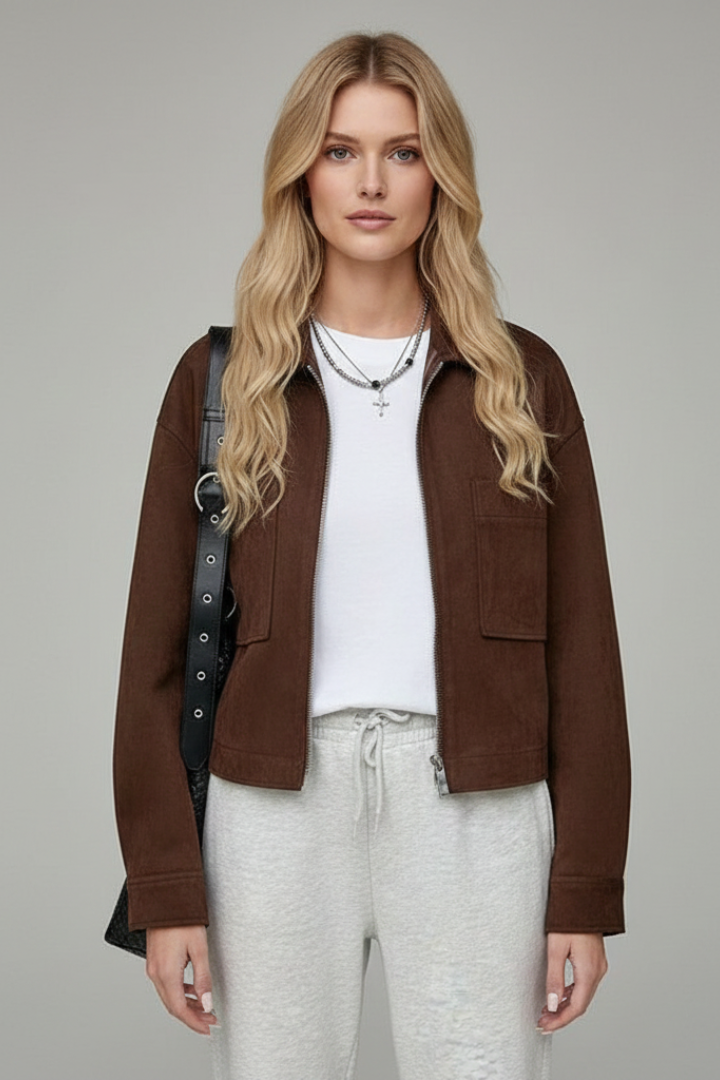 Women’s Jacket with Button Closure and Turned Collar