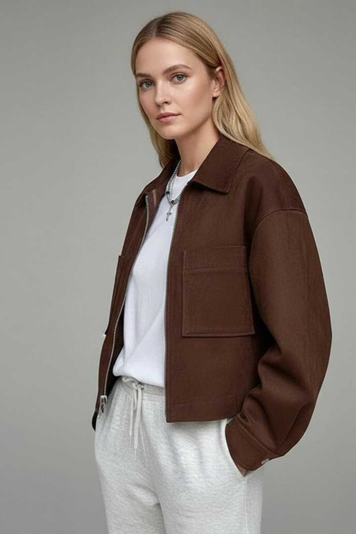 Women’s Jacket with Button Closure and Turned Collar