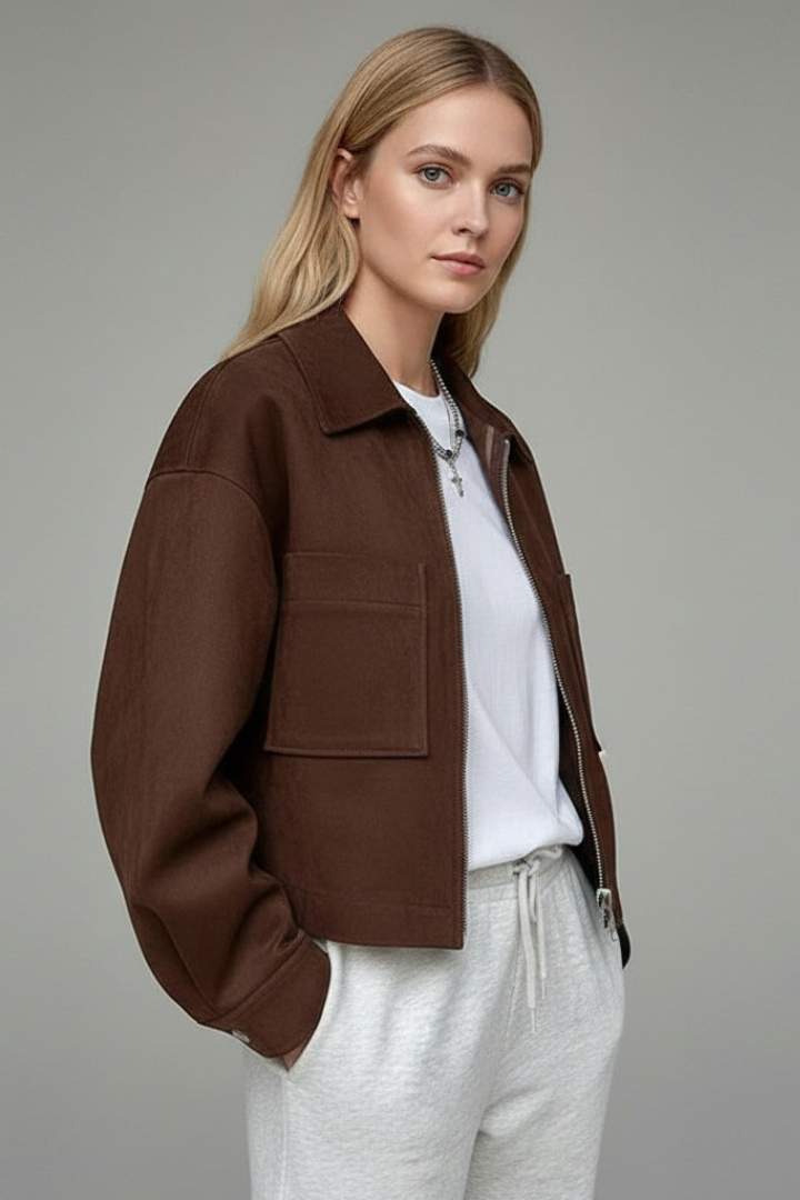 Women’s Jacket with Button Closure and Turned Collar