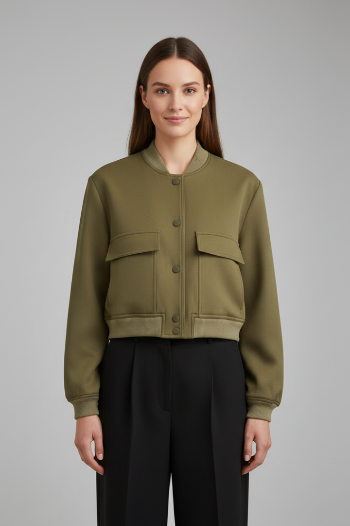 Women’s Jacket with Zip Detail and Sleeveless Design