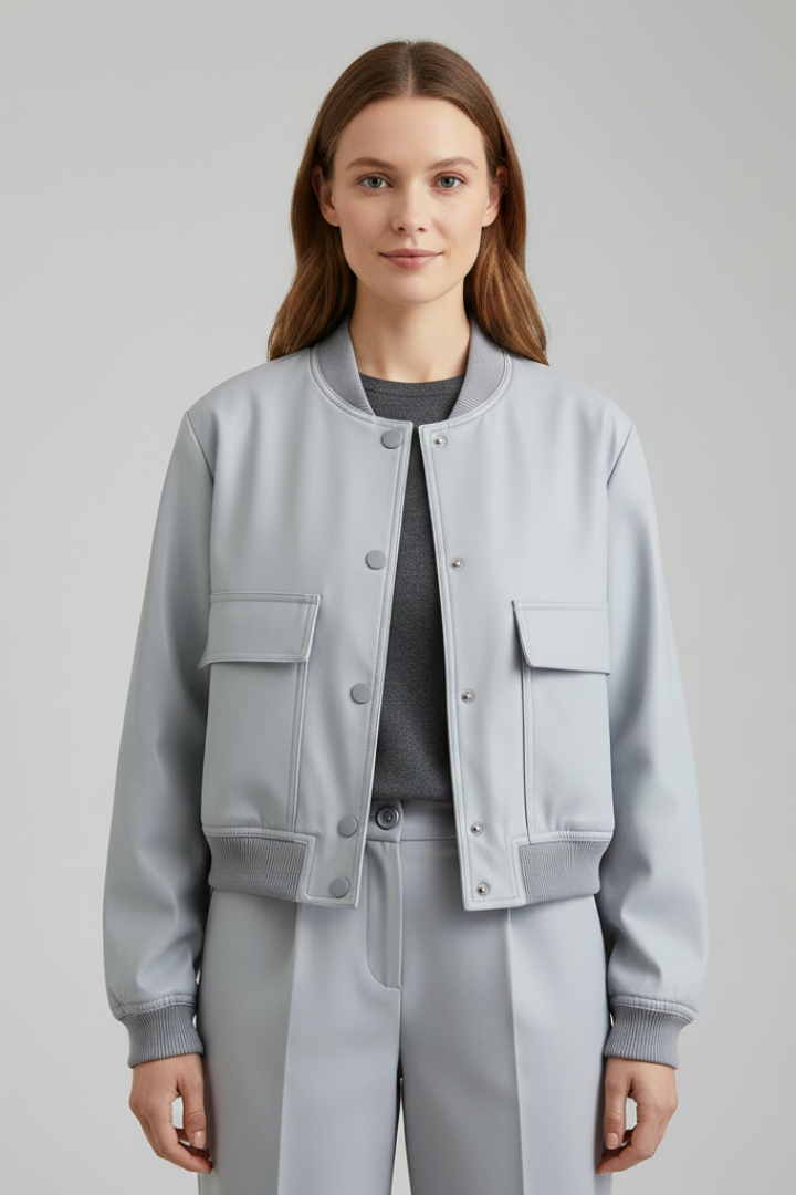 Women’s Jacket with Zip Detail and Sleeveless Design
