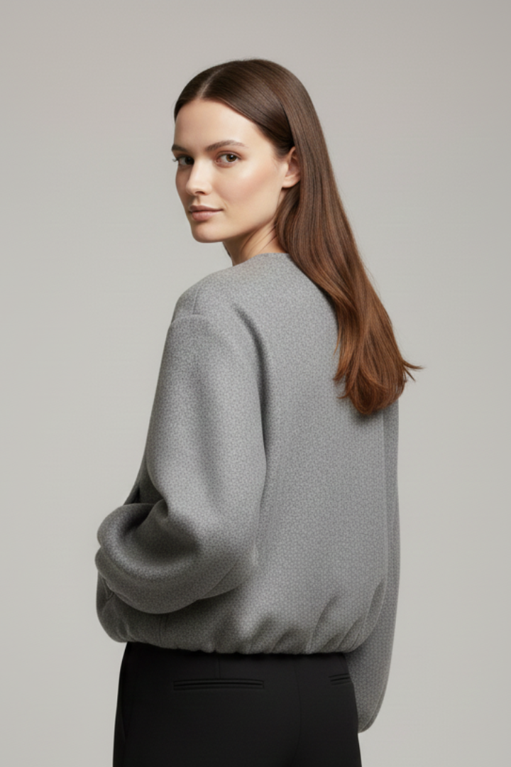 Women’s Jacket with Zip Fastening and Ribbed Hem