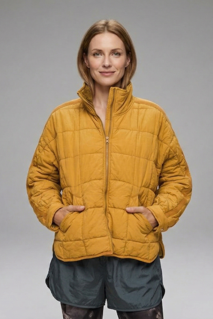 Women’s Jacket with Zip and Quilted Surface